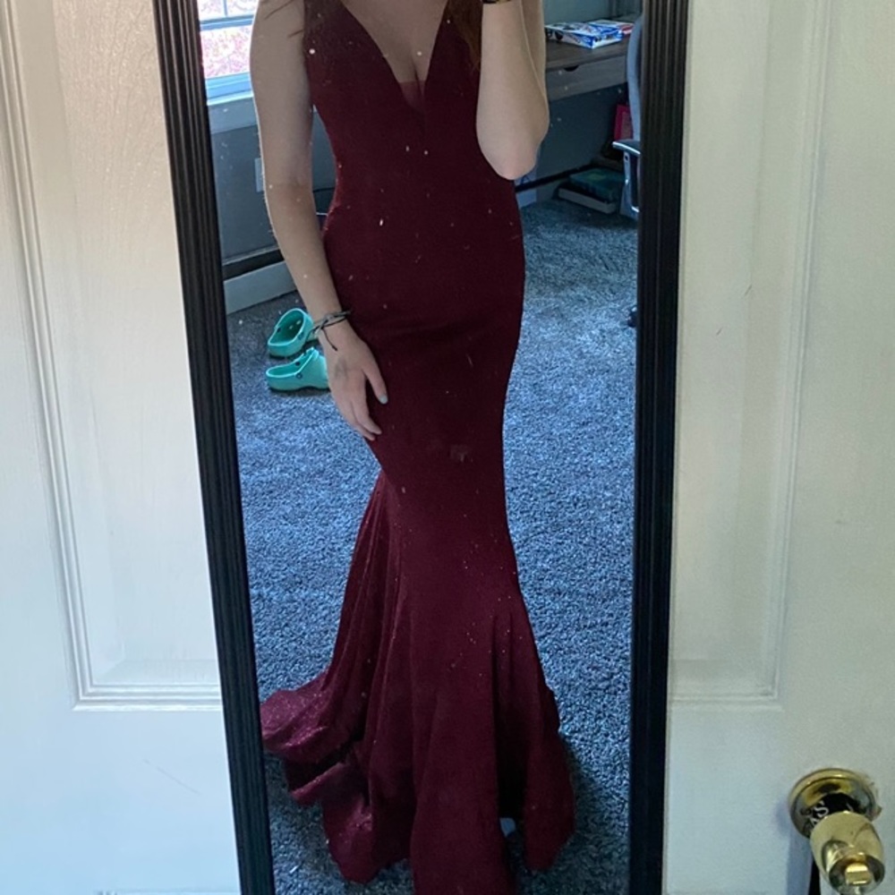 Red sparkly prom dress